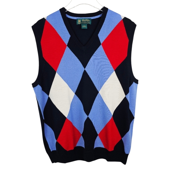 Brooks Brothers Argyle Sweater Vest 100% Merino Wool Large - Picture 1 of 4